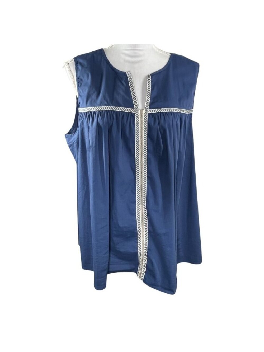Bobeau Plus 1X Blue Sleeveless Blouse Tank Lightweight Casual